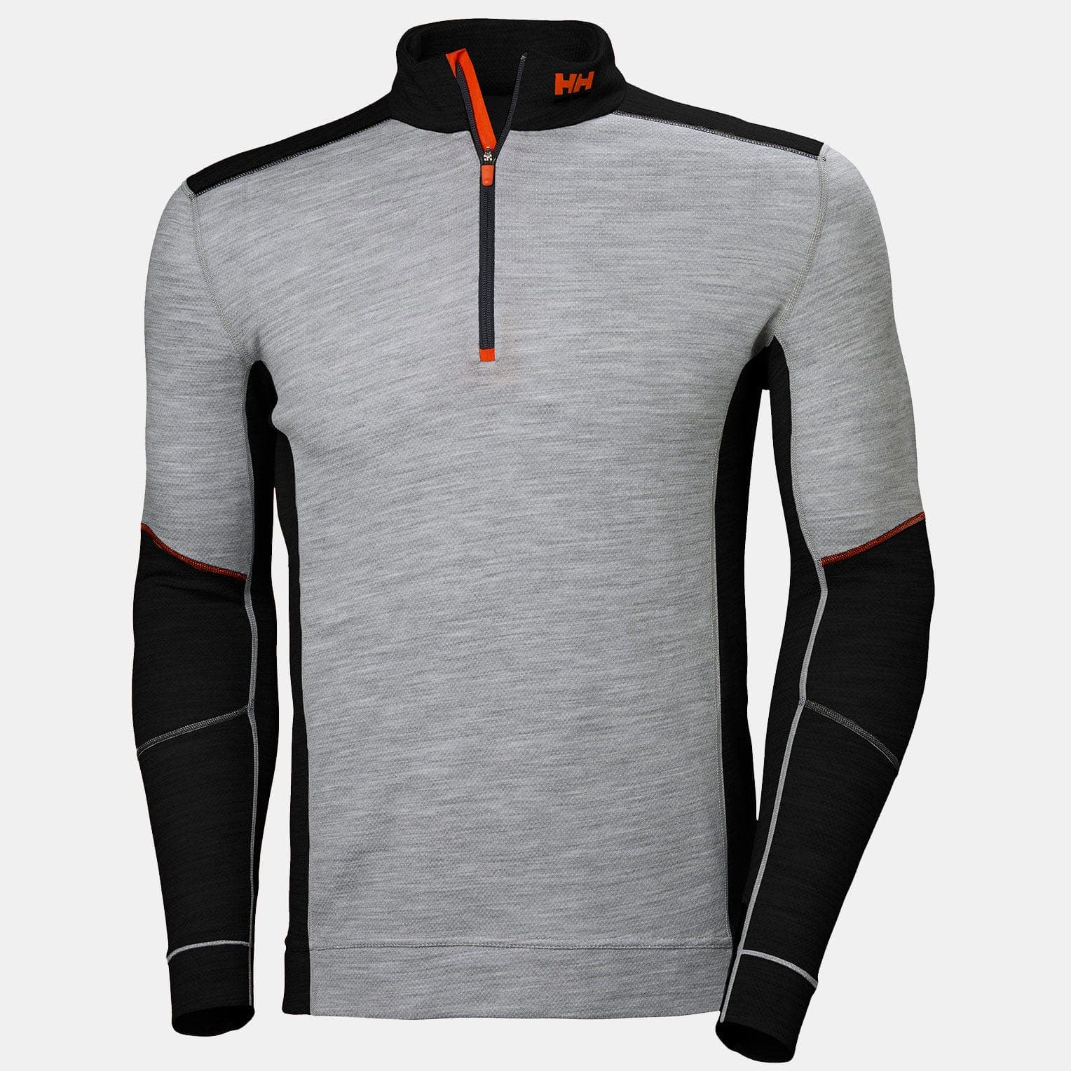 HH LIFA MERINO HALF ZIP — GREY MELANGE