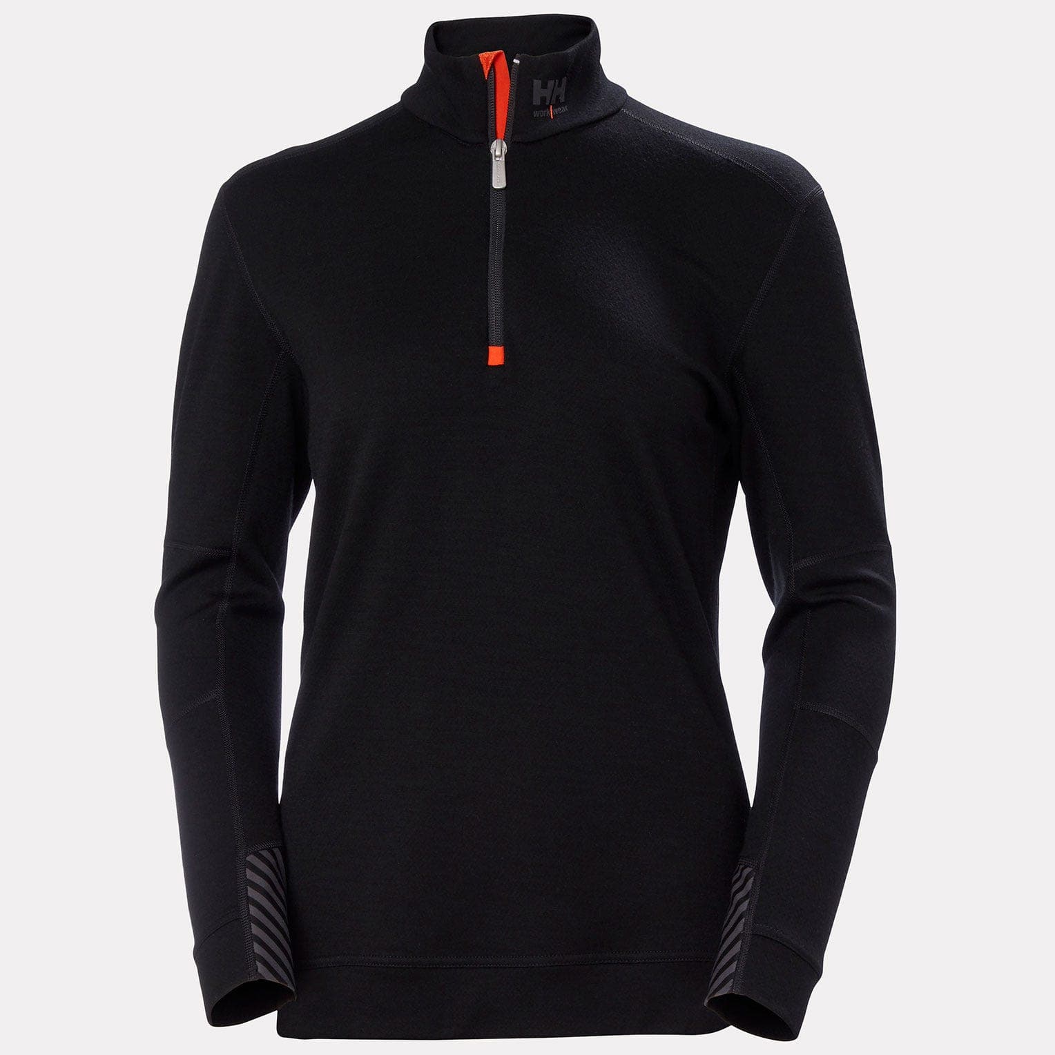 W HH LIFA MERINO HALF ZIP — BLACK