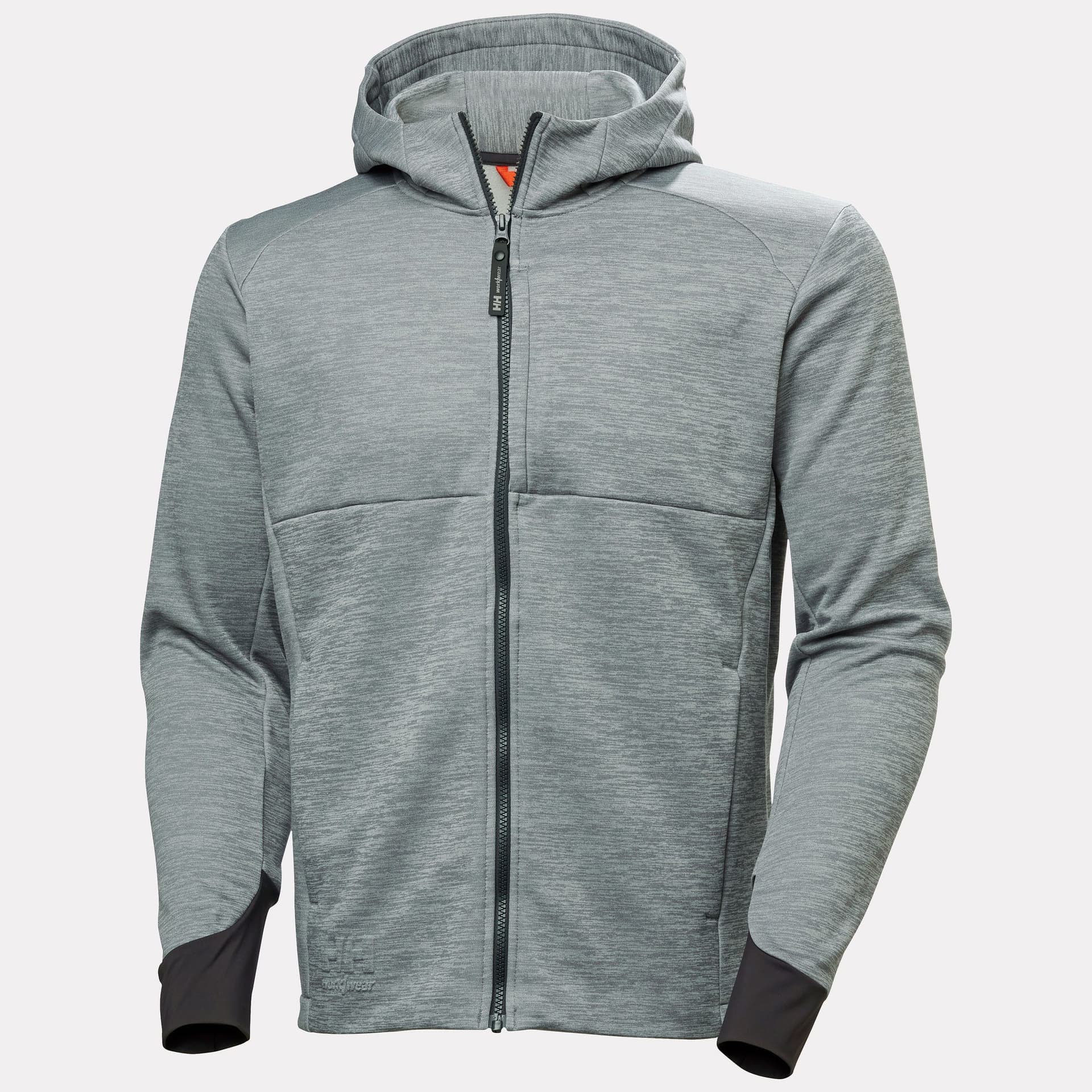 TECH HOODED MIDLAYER — GREY MELANGE