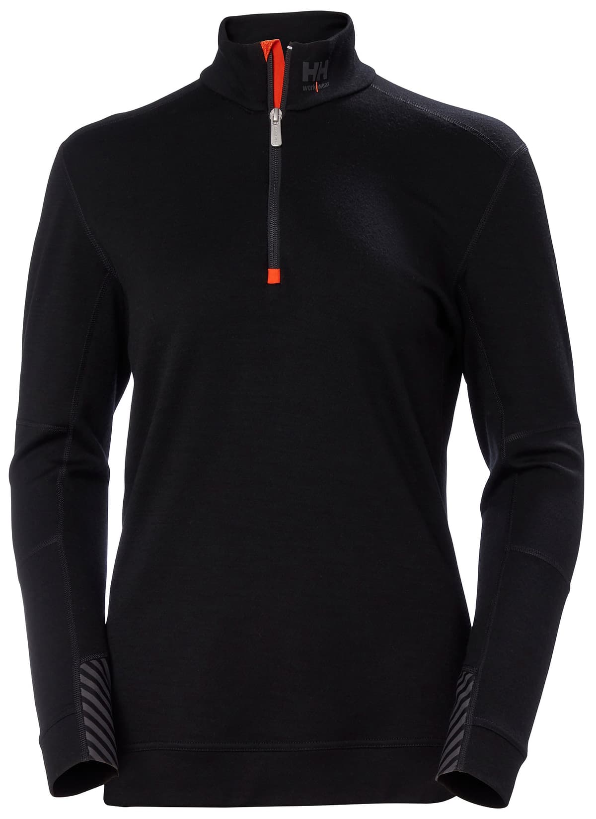 W HH LIFA MERINO HALF ZIP — BLACK