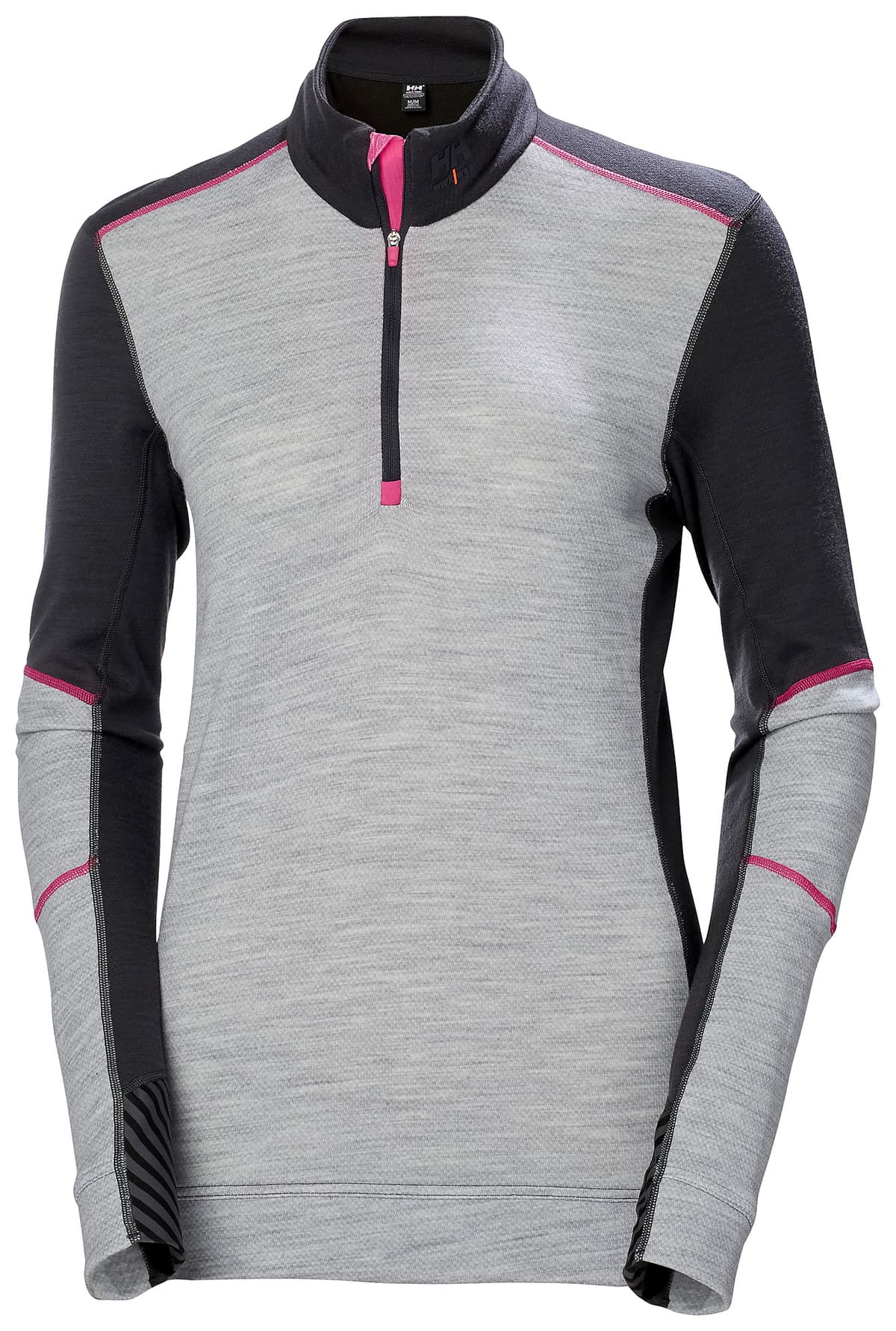 W HH LIFA MERINO HALF ZIP — 959 EBONY/GREY MELANGE