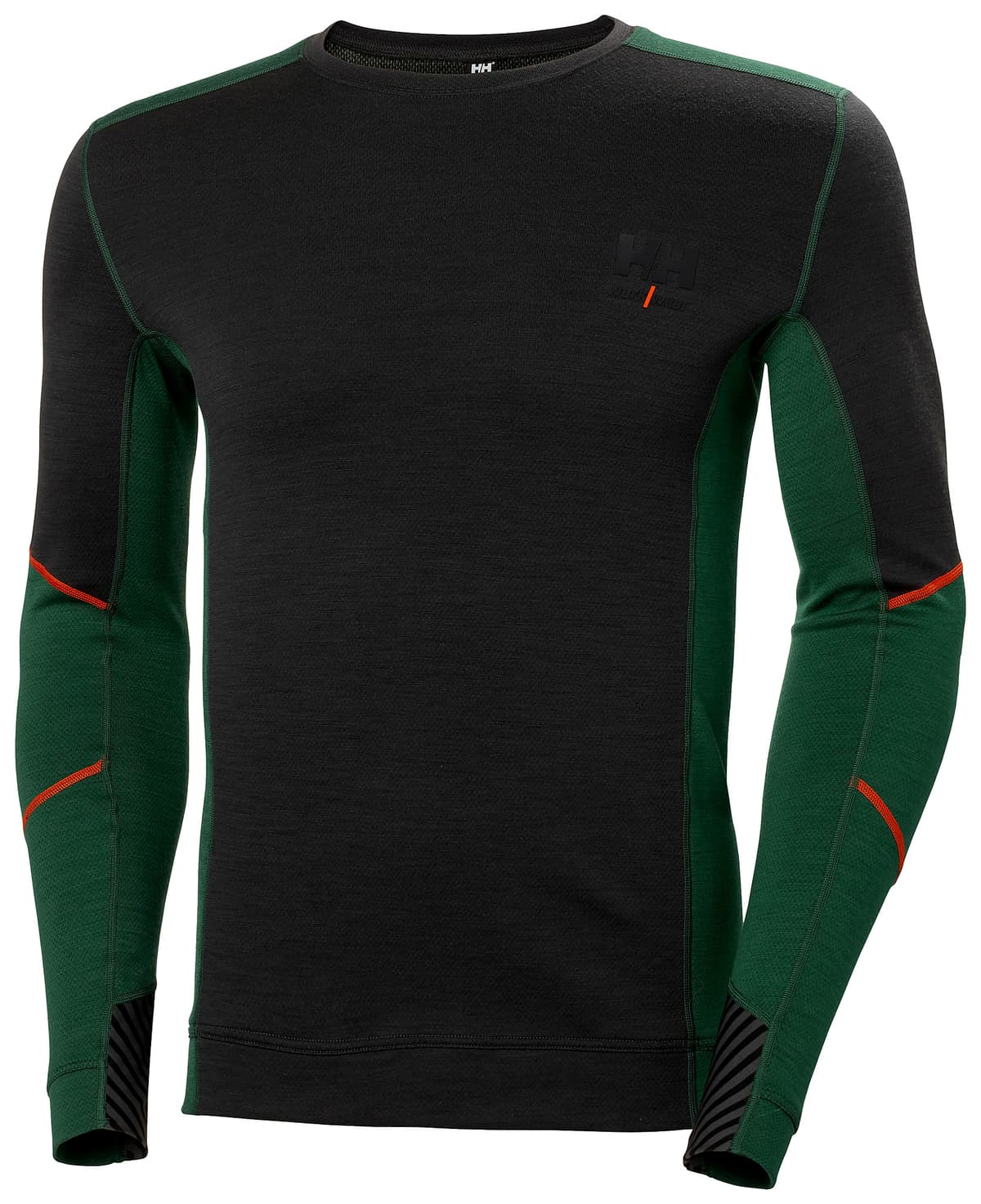 HH LIFA MERINO CREWNECK — 469 GREEN/EBONY